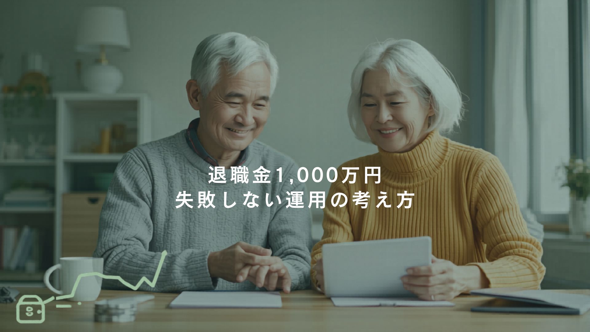 60代の夫婦が退職金の運用計画を安心して確認している様子