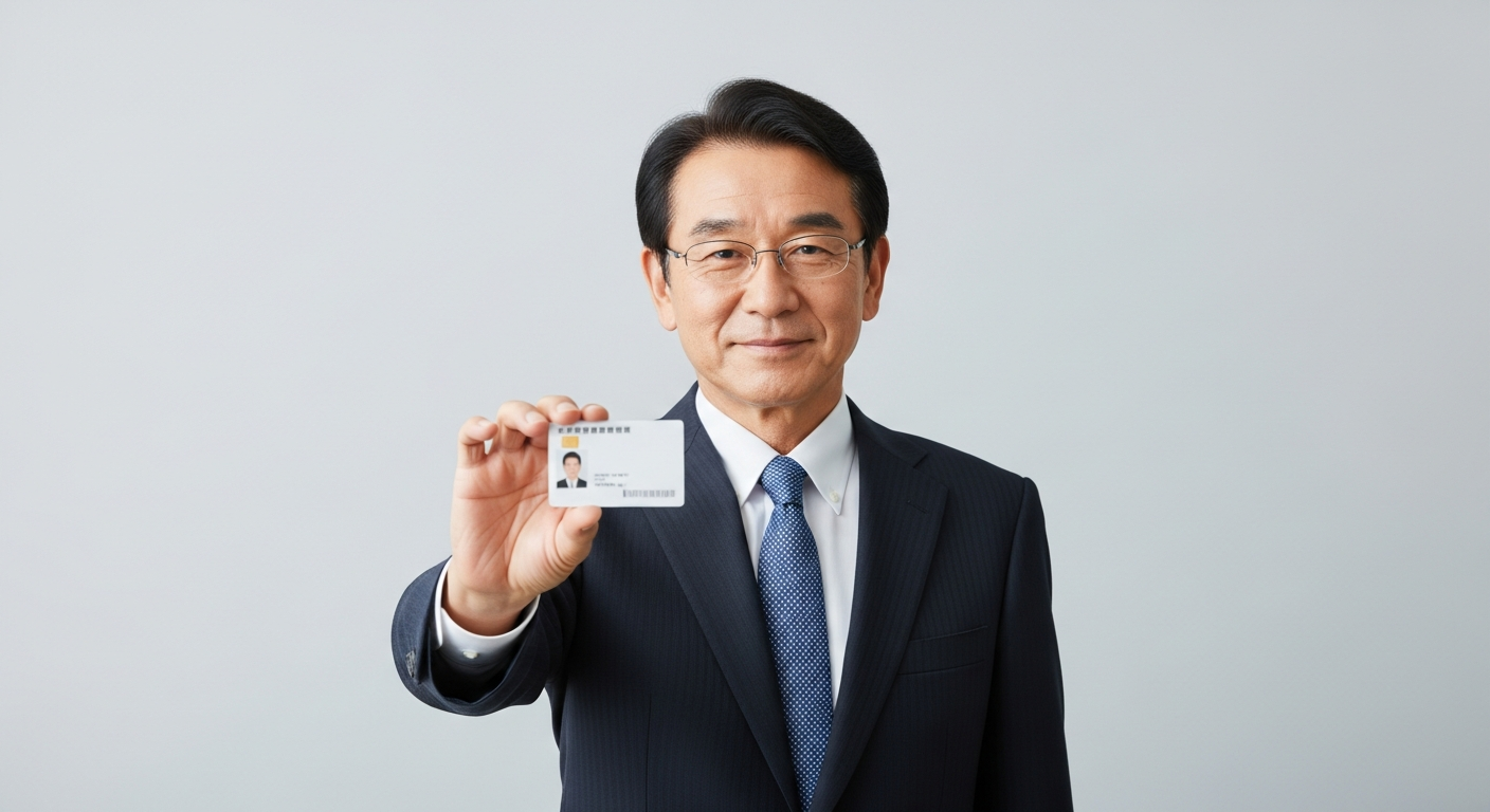 マイナンバーカードを活用するシニア男性