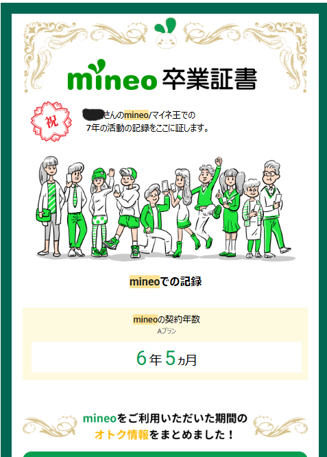 マイネオ卒業証書